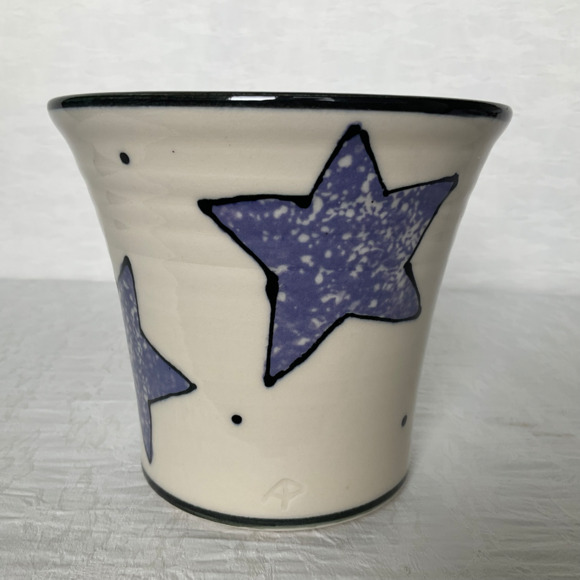 Flower Pot Professionally Hand Thrown Pottery Flower Pot Holder Vase w/ Stars - Picture 11 of 12